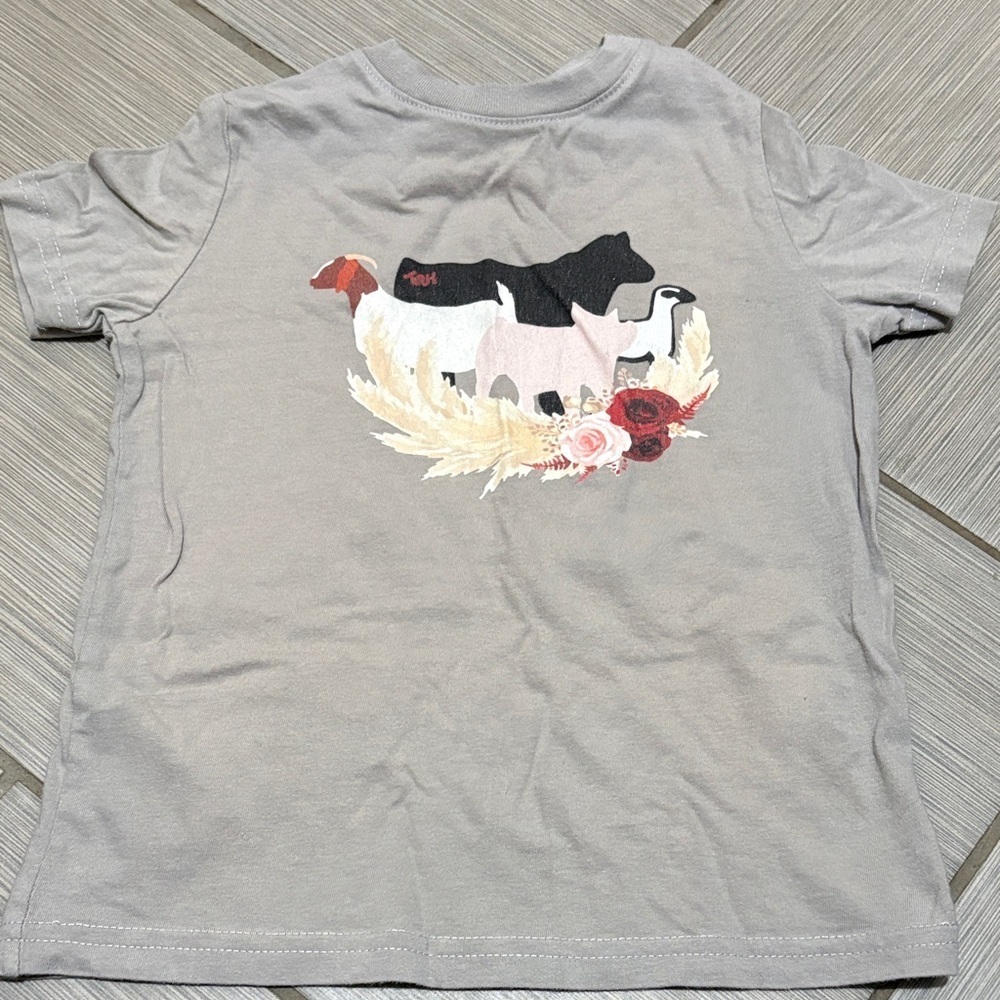 Gray T-Shirt with Animal Print